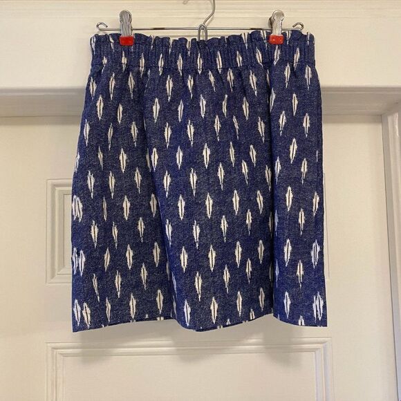J.Crew High Waisted Navy Blue and White Geometric Mini Skirt - Picture 3 of 10